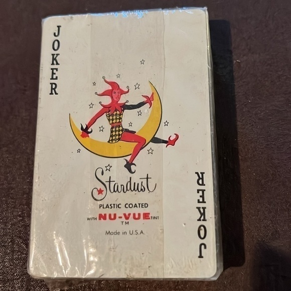 Vintage MCM Double Deck Stardust Nu Vu Playing Cards Sealed Set Green Yellow - Picture 4 of 6